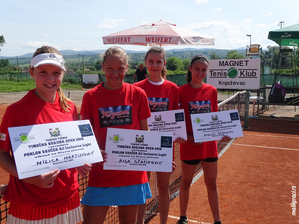 Milica Martinović, Anja Stanković, Milica Popovski, Milica Stošović, Timočka krajina OPEN 2019, turnir za dečake i devojčice do 14 godina, TK Magnet Knjaževac, TK As Timok Zaječar, Hotel Stara Planina