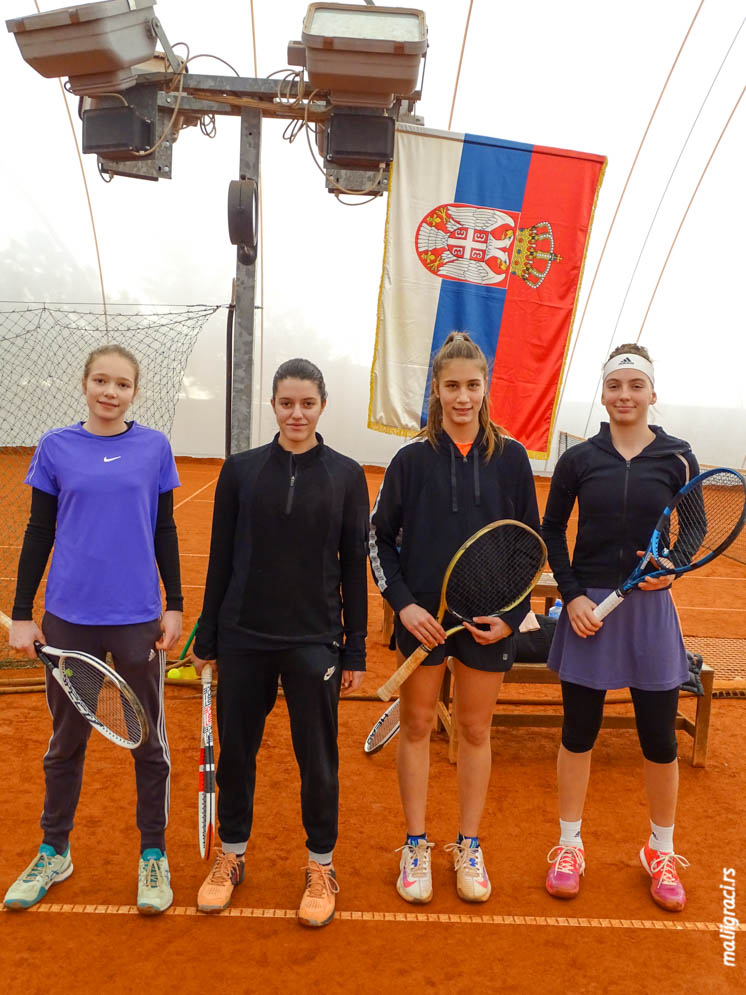 Teodora Kostović, Jana Premović, Petra Konjikušić, Aleksandra Đokić, Dvoransko prvenstvo Srbije za devojčice do 14 godina, Teniski klub Forhend Beograd, Teniski klub Forhend Vinča