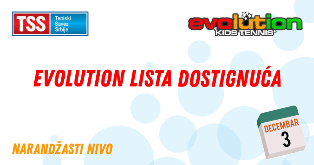 Evolution lista dostignuća TSS, Teniski savez Srbije, Evolution Kids Tennis, narandžasti nivo