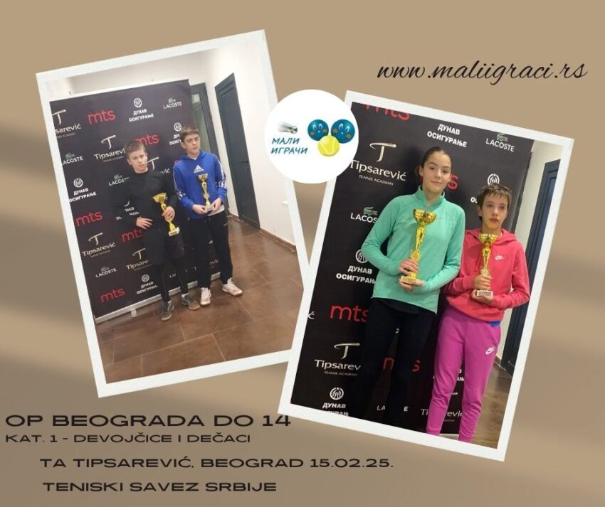 Ognjen i Milica najbolji na OP Beograda (kat.1) – dečaci i devojčice do 14 g. – TA Tipsarević, Beograd, 15.02.25.