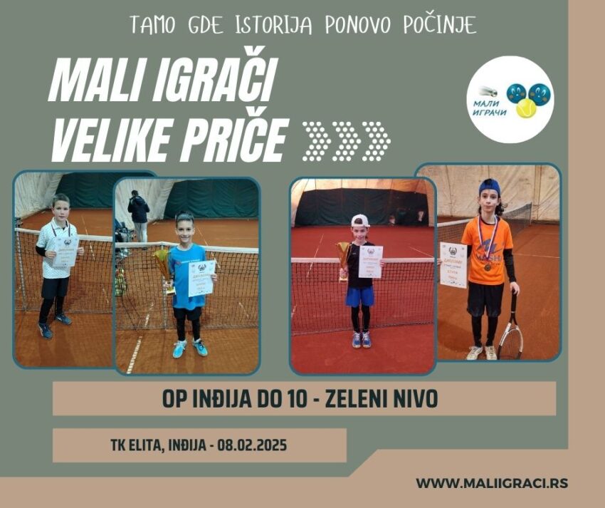 Vuk najbolji na turniru A i Jakov najbolji na turnira B – OP Inđije do 10 g. (zeleni nivo) – dečaci – TK Elita, Inđija 08.02.25.