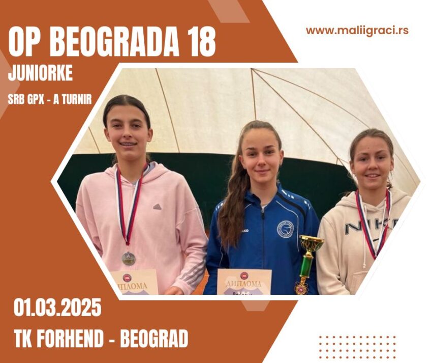 Mina najbolja na SRB GPX (A turnir) za juniorke do 16 g. – TK Forhend, Beograd, 01.03.2025.
