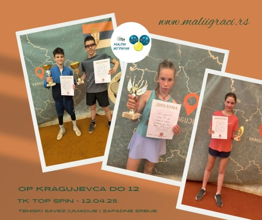 Viktor i Nikolina najbolji na OP Kragujevca do 12 g. (kat.2) – devojčice i dečaci – TK Top spin, Kragujevac – 12.04.2025