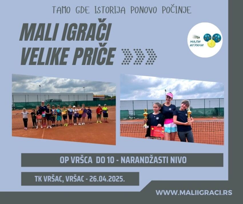 Sofija i Maksimilijan najbolji na OP Vršca do 10 g. (narandžasti nivo) – devojčice i dečaci – TK Vršac, Vršac – 26.04.2025