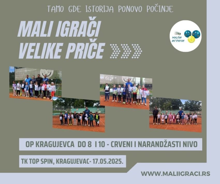 OP Kragujevca do 8 i 10 g. (crveni i narandžasti nivo) – devojčice i dečaci – TK Top spin, Kragujevac – 17.05.2025