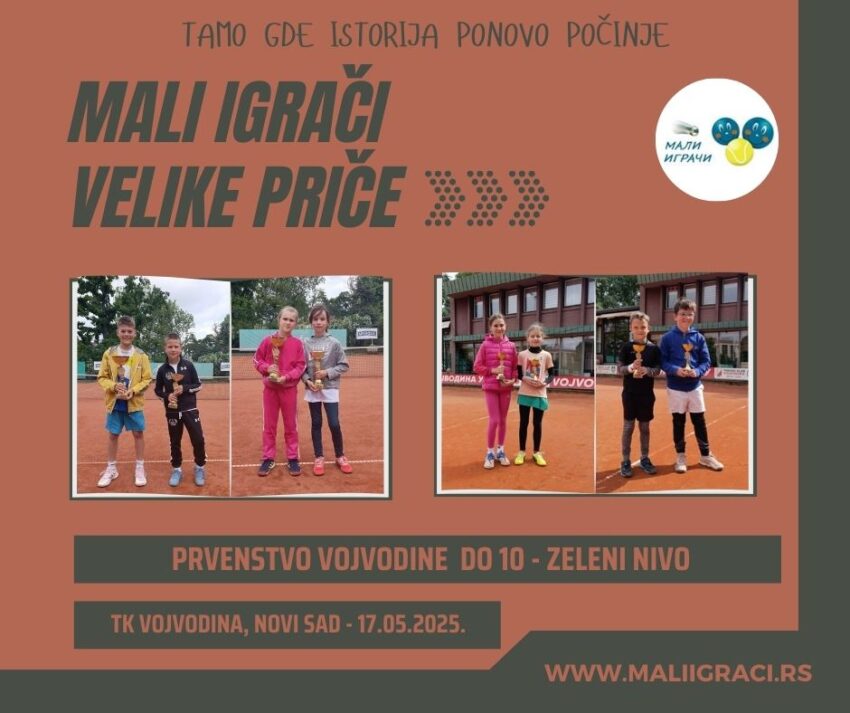 Milana i Lazar prvaci Vojvodine – Prvenstvo Vojvodine do 10 g. (zeleni nivo) – devojčice i dečaci – TK Vojvodina, Novi Sad – 17.05.25.