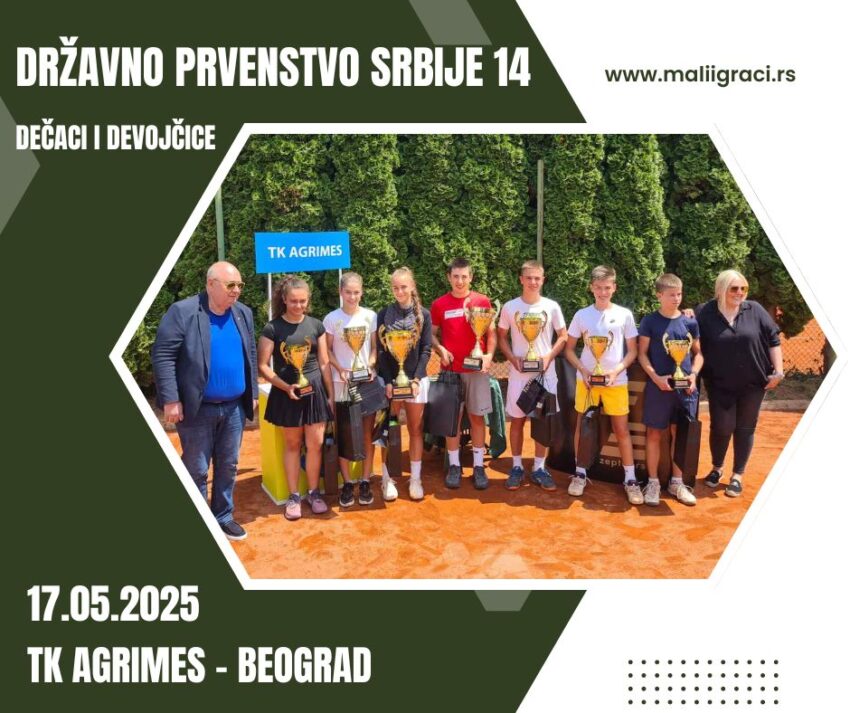 Igor i Mina novi su Državni prvaci Srbije – Državno prvenstvo Srbije – 14 g. (kat.A) – dečaci i devojčice – TK Agrimes, Beograd 17.05.25.