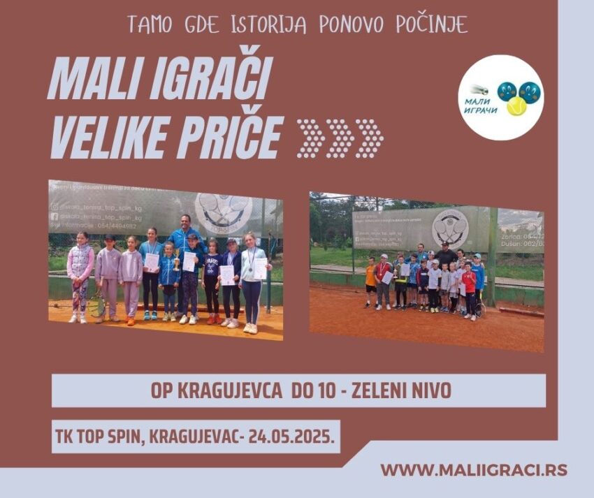 Jelena i Viktor najbolji na OP Kragujevca do 10 g. (zeleni nivo) – devojčice i dečaci – TK Top spin, Kragujevac – 24.05.2025