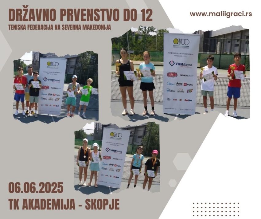 Tomi i Vedrana najdobri na Državnoto prvenstvo na Makedonija do 12 g. za momčinja i devojčinja – TK Akademija, 06.06.2025.