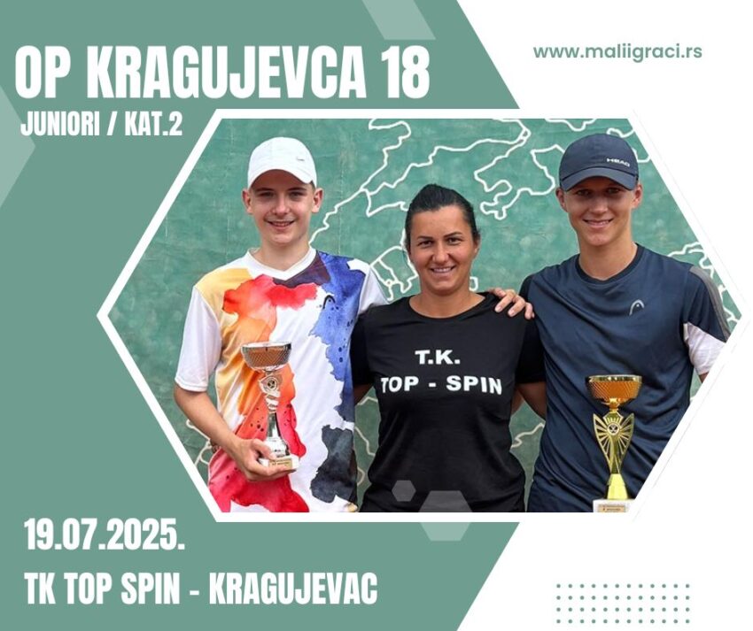 Andrin najbolji na OP Kragujevca do 18 g. (kat.2) – juniori – TK Top spin, Kragujevac