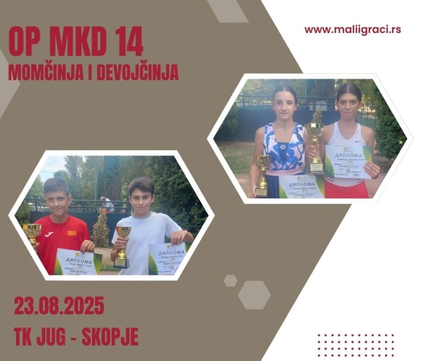 Nadica i Andrej najdobri na OP na Makedonija do 14 g. – devojčinja i momčinja, TK Jug, Skopje 23.08.2025.