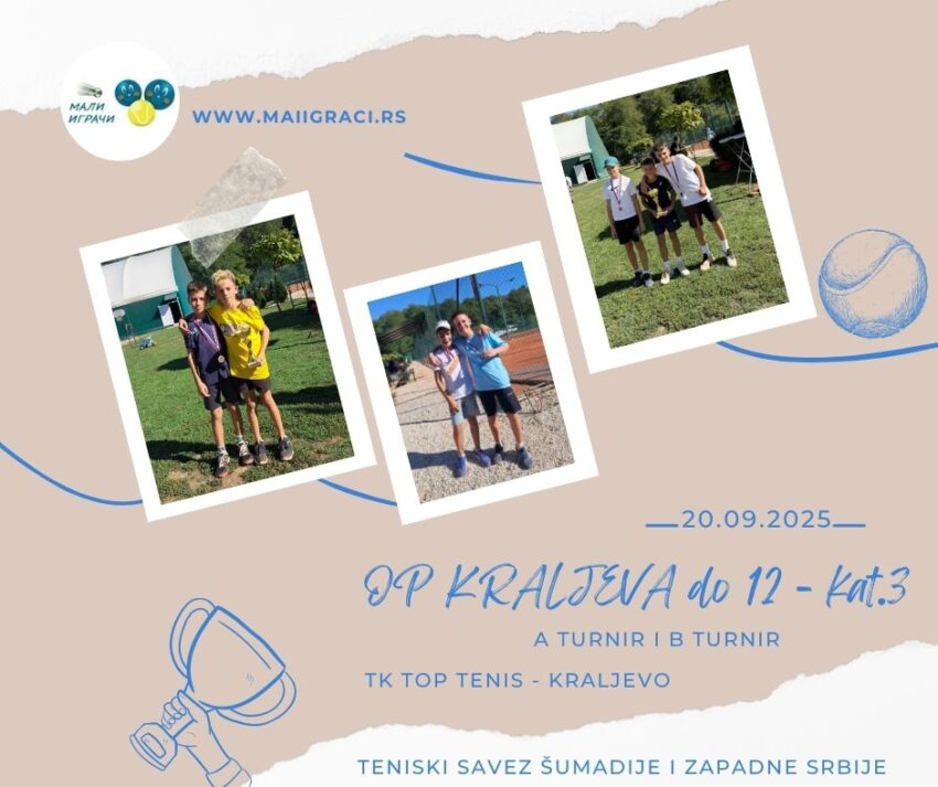 Viktor najbolji na A turniru i Simon najbolji na B turniru – OP Kraljeva SRB GPX – 12 g. (kat.3) – dečaci – TK Top tenis, Kraljevo 20.09.25.