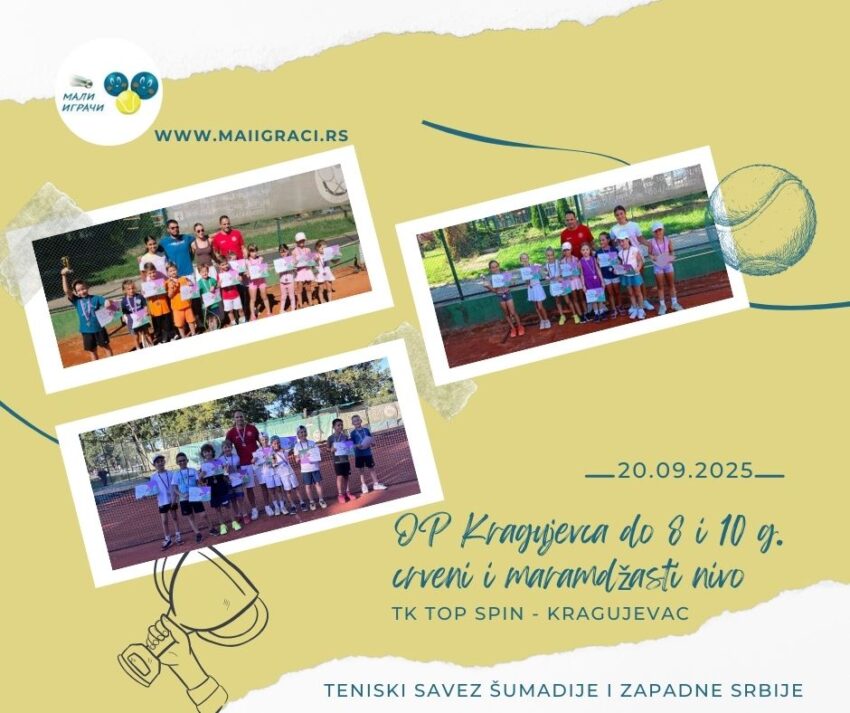 OP Kragujevca do 8 i 10 g. (crveni i narandžasti nivo) – devojčice i dečaci – TK Top spin, Kragujevac – 20.09.2025