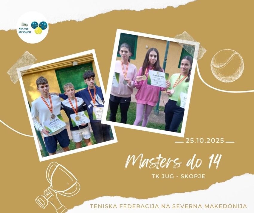 Aleksej i Dea najdobri na Masters turnirot do 14g. – momčinja i devojčinja – 25.10.25 – TK Jug, Skopje