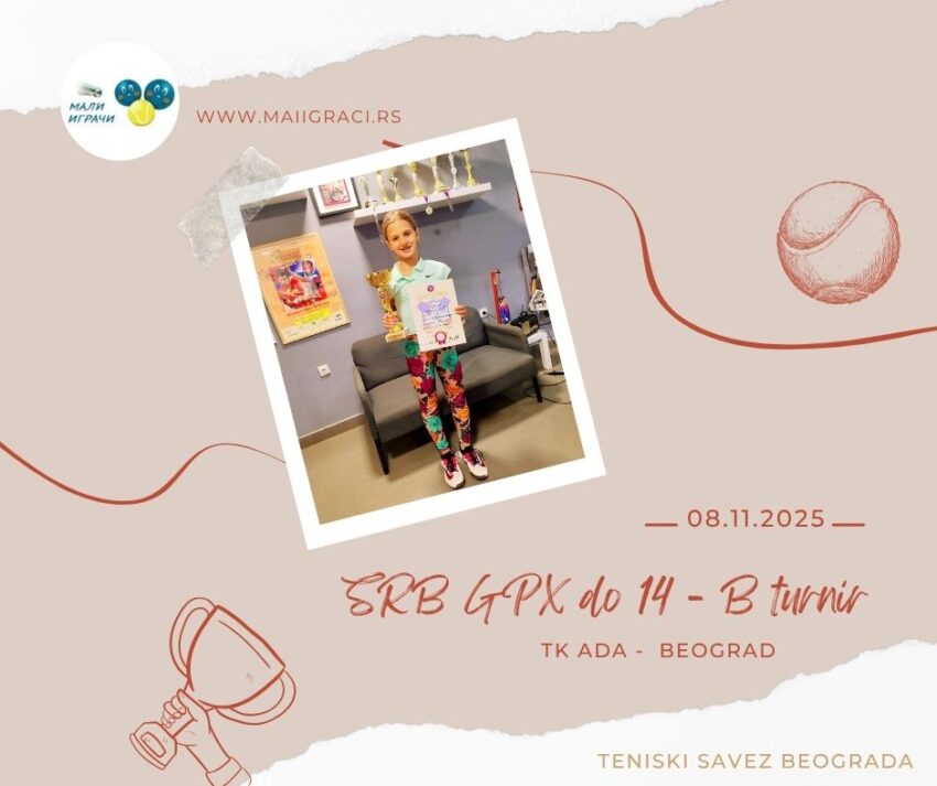 Ljubica najbolja na SRB GPX za devojčice do 14 g. – B turnir – TK Ada, Beograd – 08.11.2025.