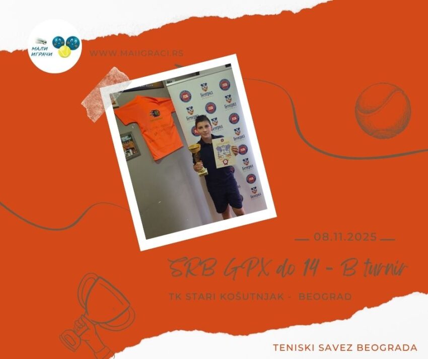 Mihajlo najbolji na SRB GPX za dečake do 14 g. – B turnir – TK Stari Košutnjak, Beograd – 08.11.2025.