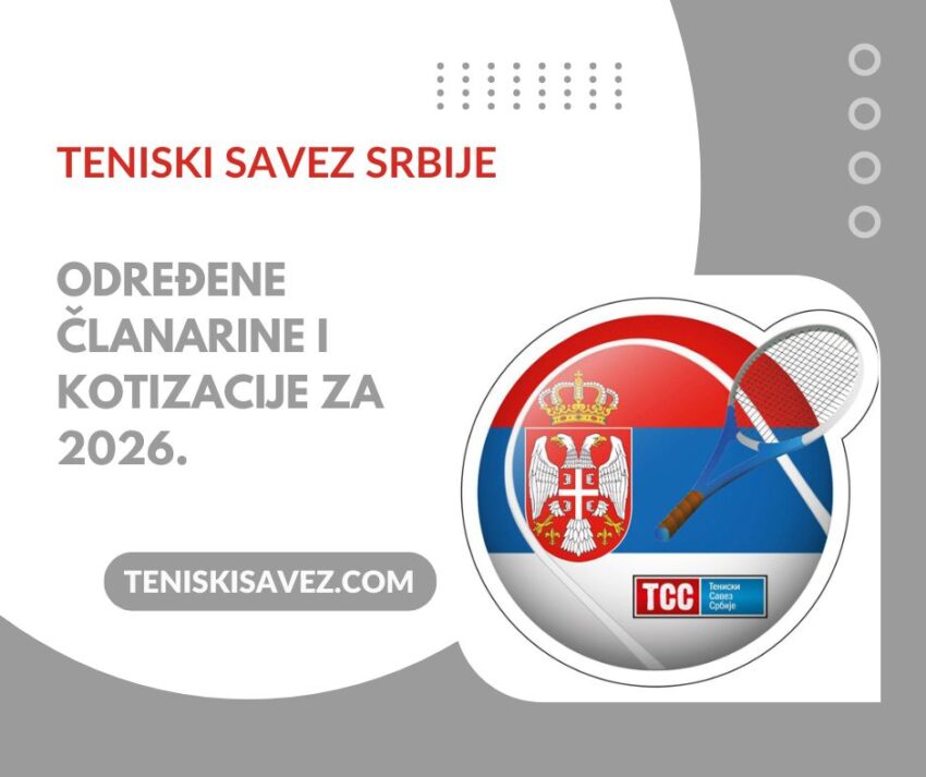 Određene članarine i kotizacije za 2026. – Teniski savez Srbije