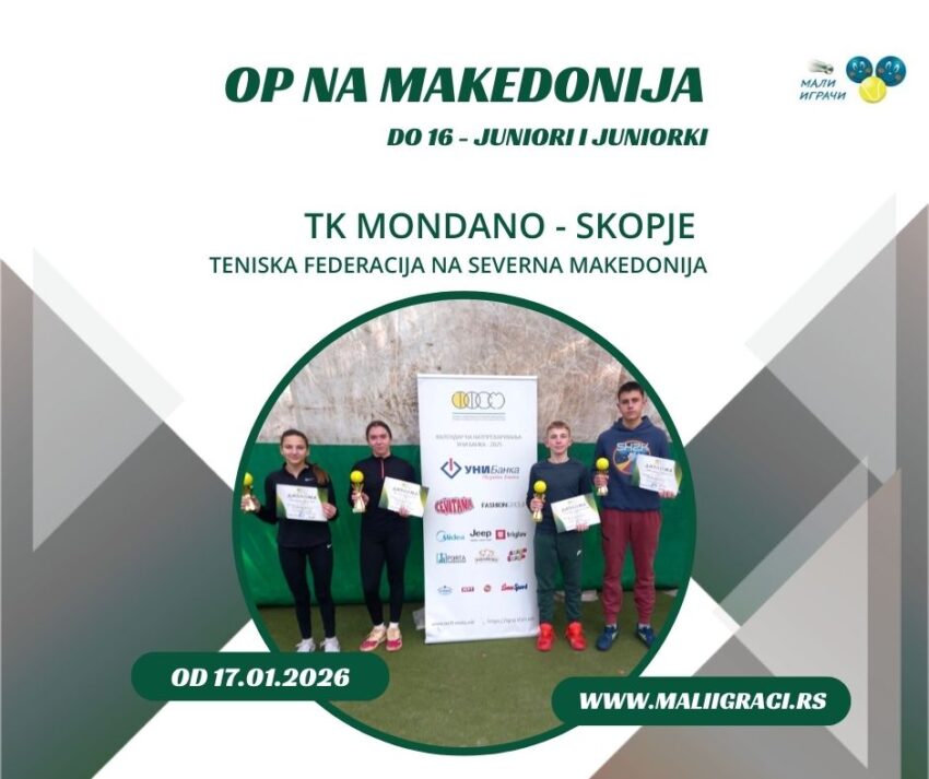 Aleksej i Anastasija najdobri na OP na Makedonija – juniori i juniorki do 16 g. – TK Mondano, Skopje 17.01.26.