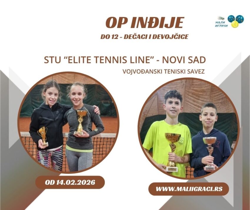 Vukašin i Kalina najbolji na OP Inđije do 12 g. (kat.3) – dečaci i devojčice – TK Elita, Inđija – 14.02.26.