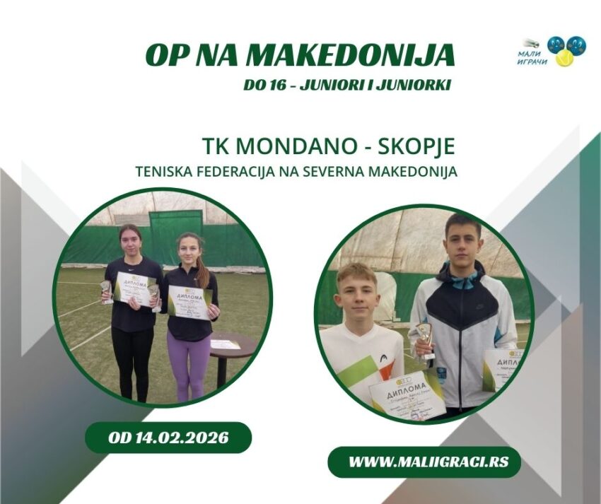 Aleksej i Lina najdobri na OP na Makedonija – juniori i juniorki do 16 g. – TK Mondano, Skopje 14.02.26.