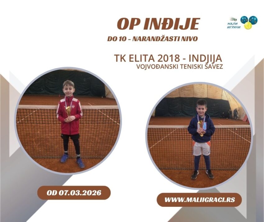 Bogdan i Vukašin najbolji na OP Inđije do 10 g. (narandžasti nivo) – dečaci i devojčice – TK Elita 2018, Inđija – 07.03.26.