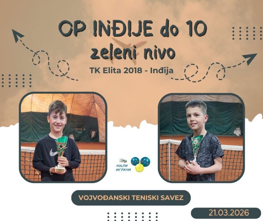 Petar i Petar najbolji na OP Inđije do 10 g. (zeleni nivo) – dečaci – TK Elita 2018, Inđija – 21.03.26.
