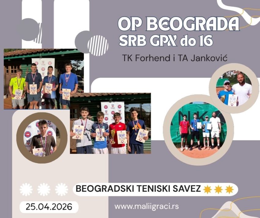 Petar i Filippos najbolji na SRB GPX za juniore do 16 g. – TK Forhend i TA Janković, Beograd – 25.04.2026.