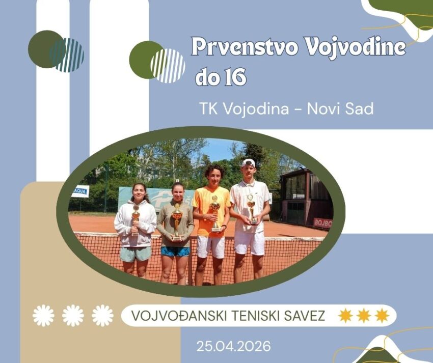 Milica i Hernando-Max najbolji na Prvenstvo Vojvodine do 16 g. – juniori i juniorki – TK Vojvodina, Novi Sad – 25.04.26.