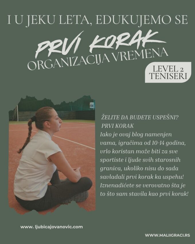 Prvi korak, organizacija vremena – level 2 – teniseri by Ljubica Jovanović – 30.07.2026.